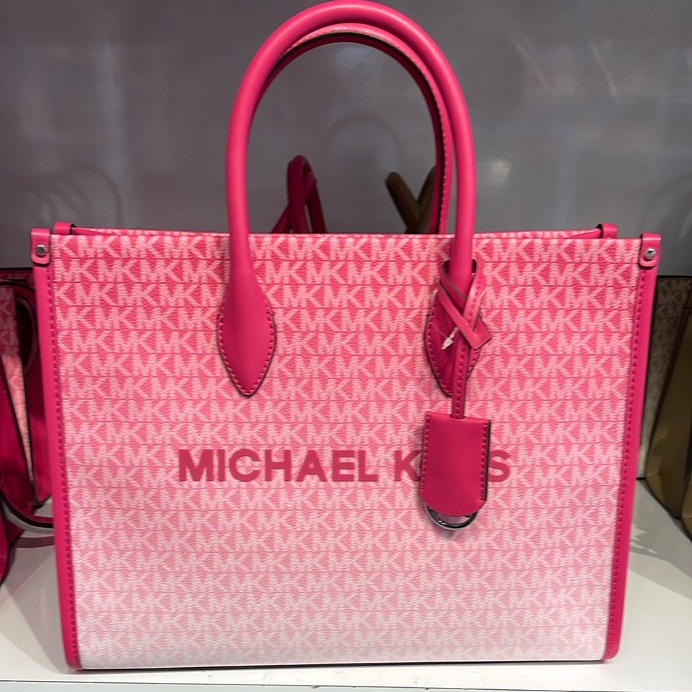 Michael Kors Mirella Medium Ombré Logo EW Tote Bag 
Dragonfruit 
NWT - Picture 4 of 14